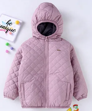Babyoye Full Sleeves Feather Lite Light Weight Warm Hooded Solid Color Jacket - Pink