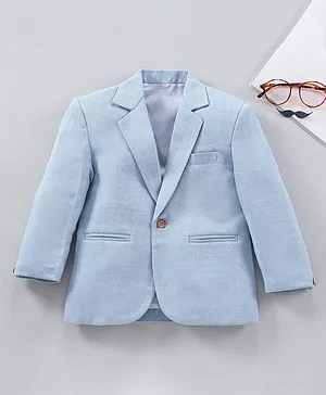 Rikidoos Full Sleeves Solid Blazer With Front Pockets - Sky Blue