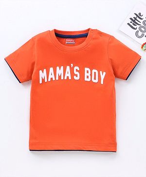 Babyhug Half Sleeves T-Shirt Text Print - Orange