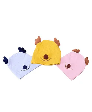 Tipy Tipy Tap Pack Of 3 Reindeer Design Cap - Blue Yellow & Pink