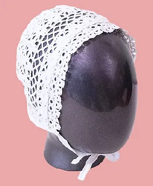 Tipy Tipy Tap Lace Bonnet Summer Cap - White