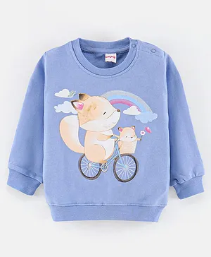 Babyhug Full Sleeves Cotton Knit Sweatshirt With Graphics - Blue