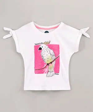 Vitamins Cap Sleeves Top Bird Print- White