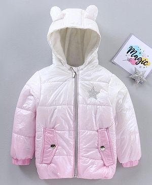 Babyhug Woven Full Sleeves Heavy Winter Jacket Colour Block - Pink