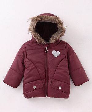 Babyhug Full Sleeves Solid Hooded Jacket - Maroon