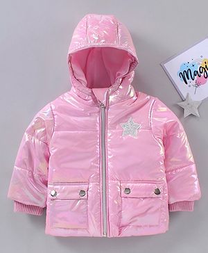 Babyhug Full Sleeves Solid Color Winter Hoodies - Pink