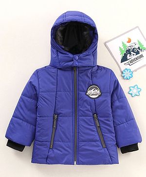 Babyhug Full Sleeves Hooded Puffed Solid Colour Jacket - Blue
