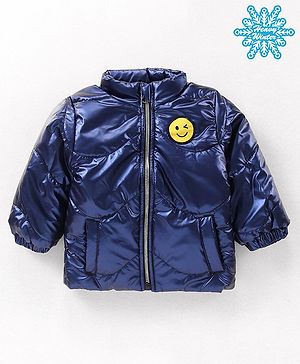 Babyhug Full Sleeves Quilted Jacket - Blue