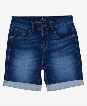Kiddopanti Solid Denim Shorts - Blue