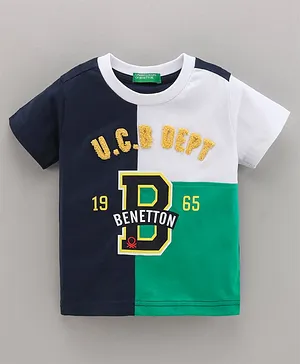 UCB Half Sleeves Cotton T-Shirt Text Print - Multicolor