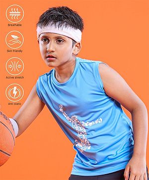 Pine Active Skin Friendly & Breathable Sleeveless Basketball Sportswear T-Shirt - Blue