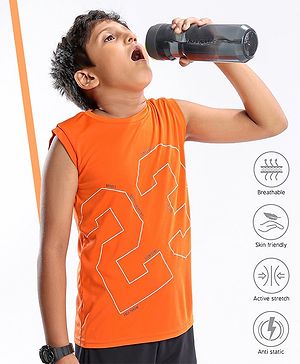 Pine Active Sleeveless Tee Numeric 23 Print - Orange