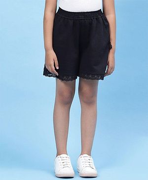 Biba Black Cotton Shorts With Lace Detailing