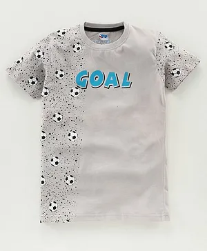 DEAR TO DAD Half Sleeves Football Print T Shirt - Grey