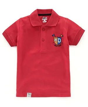 DEAR TO DAD Half Sleeves Solid Polo T Shirt - Red