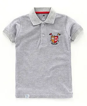 DEAR TO DAD Half Sleeves Solid Polo T Shirt - Light Grey