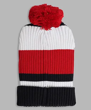 Elle Kids Solid Dyed Beanie Cap - Red Black
