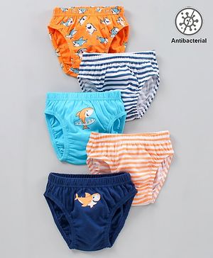Babyhug Antibacterial Cotton Briefs Printed Pack of 5- Multicolor