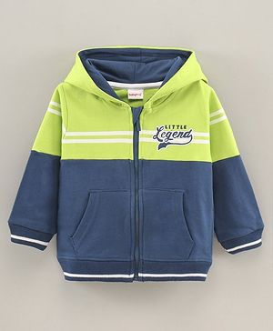 Babyhug Full Sleeves Hooded Sweat Jacket Text Print - Multicolor