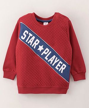 Babyhug Cotton Blend Full Sleeves Sweatshirt Text Print - Maroon