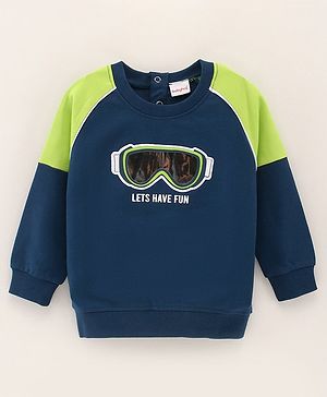 Babyhug Full Sleeves Sweatshirts 3D Goggle - Navy