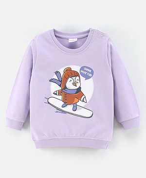 Babyhug Full Sleeves Sweatshirt Penguin Print - Purple