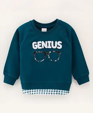Babyhug Full Sleeves Sweatshirts Genius Embroidered - Blue