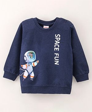 Babyhug Full Sleeves Sweatshirt Space Fun Print - Navy