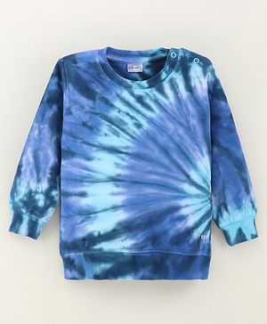 Babyhug Full Sleeves Sweatshirt Tie Dye Print - Blue