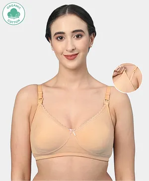 ECOMAMA Organic Cotton & Bamboo Antimicrobial Feeding Bra - Beige