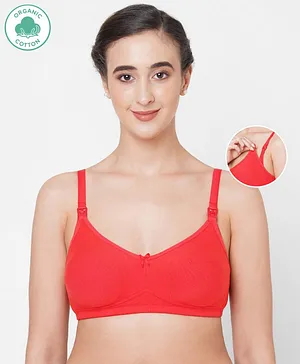 ECOMAMA Organic Cotton & Bamboo Antimicrobial Nursing Bra with Removable Pads Solid - Red