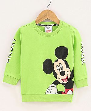 Babyhug Full Sleeves Sweatshirt Mickey Mouse Graphic & Print at Sleeves- Green