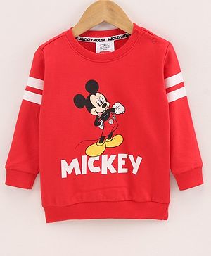 Babyhug Full Sleeves Sweatshirt Mickey Mouse Print - Red