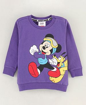 Babyhug Full Sleeves Sweatshirt Mickey Mouse Print - Purple