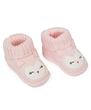 Baby Moo Blushing Newborn Applique Sock Shoes - Pink