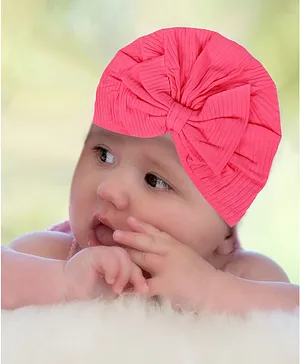Tipy Tipy Tap Ribbed Bow Turban Cap - Pink
