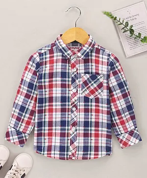 Babyhug Full Sleeves Cotton Checked Shirt - Red