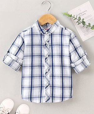 Babyhug Cotton Woven Full Sleeves Checks Shirt - White