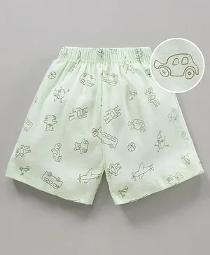Child World Cotton Shorts Printed - Green