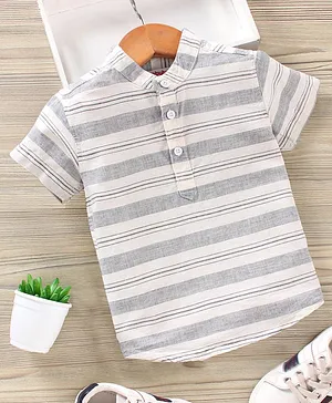 Babyhug Half Sleeves Stripe Shirt - Grey