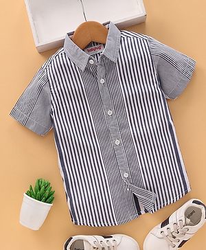 Babyhug Cotton Woven Half Sleeves Shirt Striped - Blue