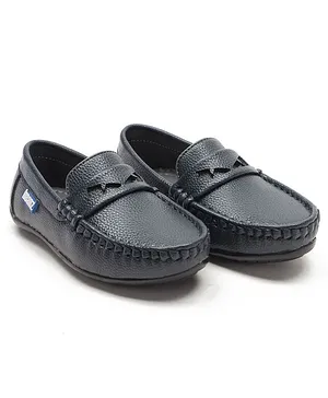 Beanz Textured Casual Penny Loafer Shoes - Navy Blue