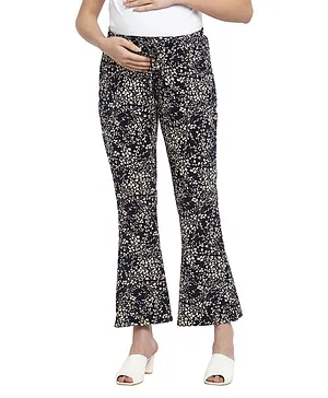 Momsoon Floral Print Drawstring Closure Maternity Trouser - Black & Off White