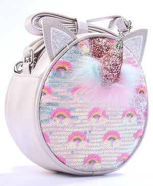 Babyhug Unicorn Sling Bag Free Size - Grey (Horn Color May Vary)