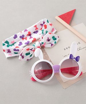 Babyhug Headband With Sunglasses Heart Print - White