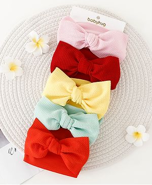 Babyhug Headbands Bow Applique   Free Size Headbands Pack of 5 - Red