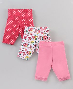Babyhug Ankle Length Three Fourth Leggings Butterfly Print Pack Of 3 - Multicolor