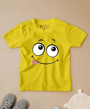 Be Awar Smiley Print Half Sleeves T-Shirt - Yellow