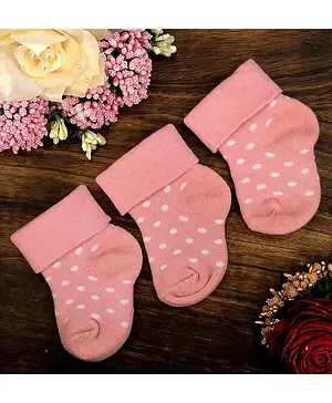 NEXT2SKIN Set Of 3 Polka Dots Designed Ankle Length Socks - Baby Pink