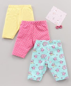 Babyhug Three Fourth Leggings Printed Pack of 3 -  Multicolour
